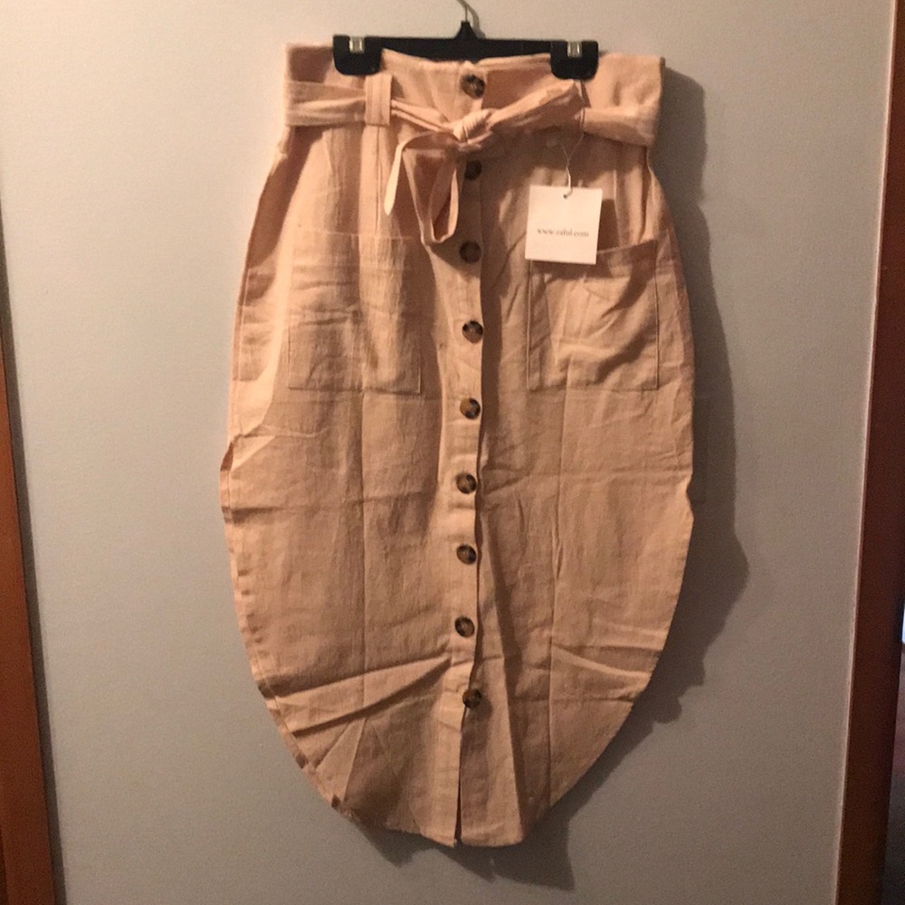 BRAND NEW Paper Bag waist midi Skirt